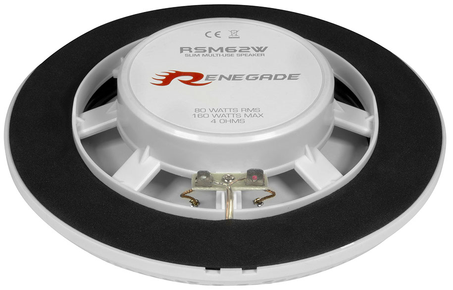 Renegade RSM-62W - 16,5 cm 2-Wege-Lautsprecher mit 160 Watt für Bad / Marine / Outdoor - Decken- oder Wandmontage 1 Paar