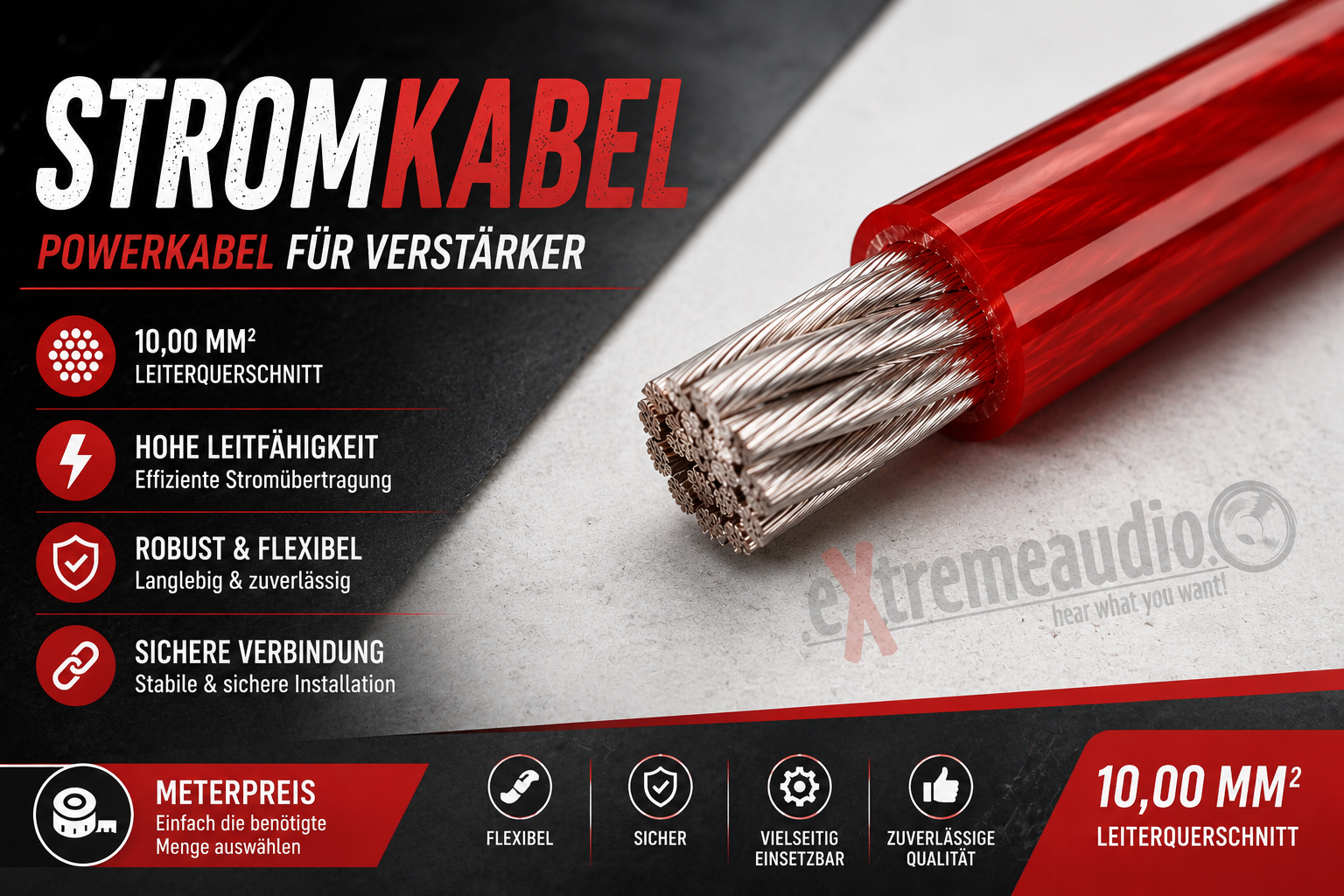 10,00 mm ² power cable red-transparent power cable 