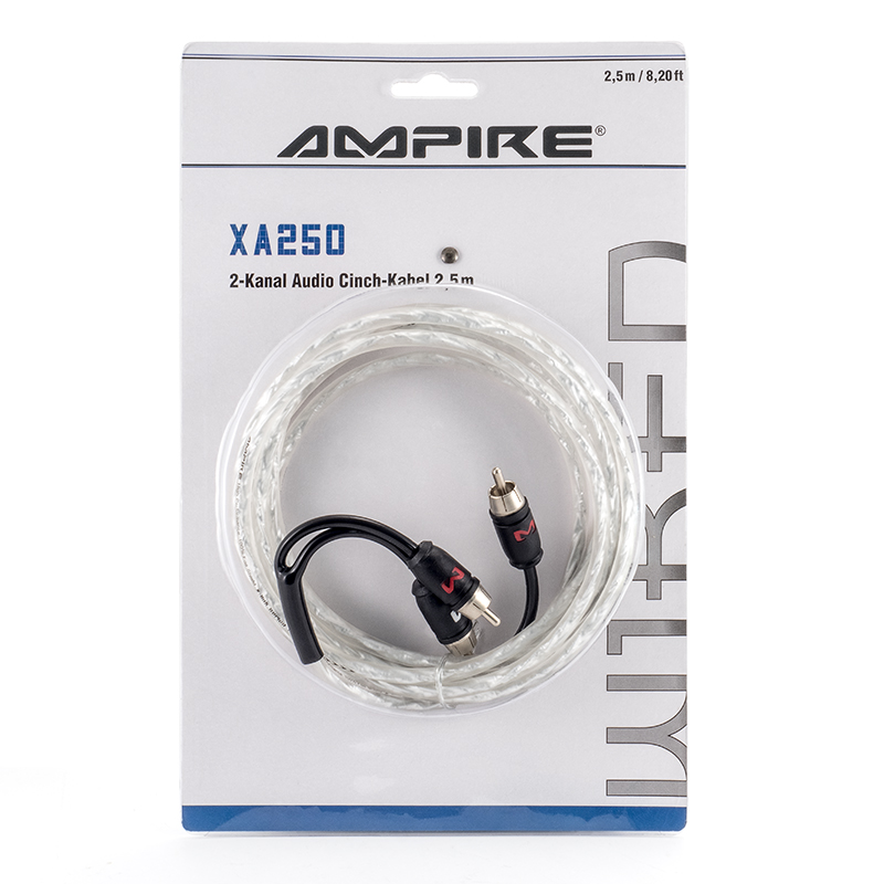 AMPIRE XA250 2-Kanal Cinchkabel Audio Kabel 250cm, 2-Kanal RCA 2,5 meter X-Link Serie 