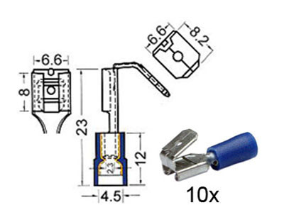 RTA 151.405-0 Prese con rubinetto isolati m6,3mm - w6,3 millimetri blu