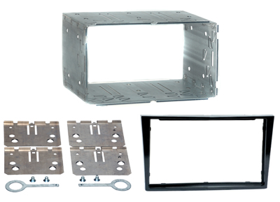 RTA 002.153-0 Double DIN mounting frame with glossy black ABS sheet metal frame