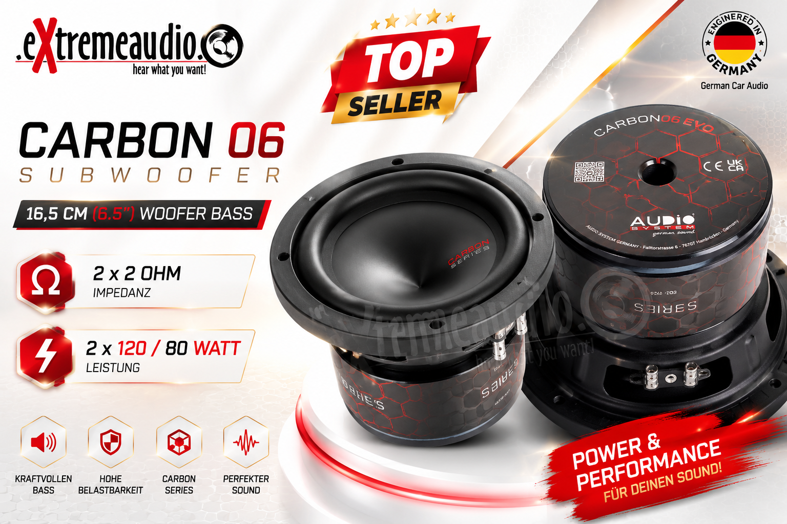 Audio System CARBON 06 Subwoofer 16,5 cm (6.5") Woofer Bass 240 Watt