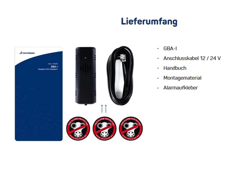 Thitronik GBA-I 100061 für WiPro III und C.A.S. II Kompakter Gaswarner zur Festinstallation auf der Wand