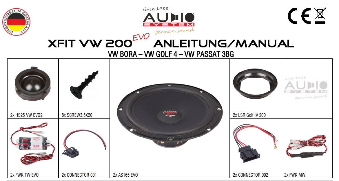 AUDIO SYSTEM XFIT 200 VW PASSAT 3BG EVO2 130W PERFECT FIT COMPO SYSTEM Lautsprecher für VOLKSWAGEN PASSAT 3B(G) 1996->