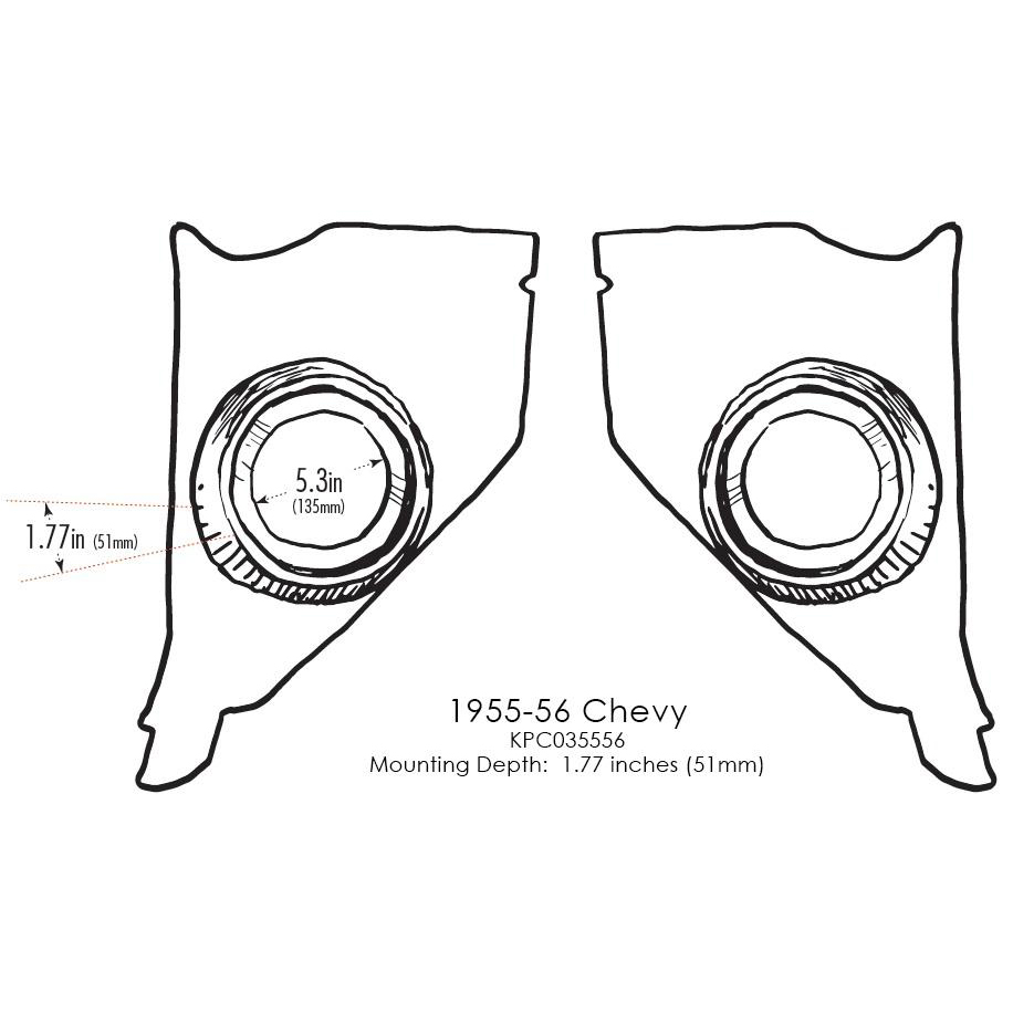 RETROSOUND KP-C035556 Kickpanels für CHEVROLET 1955-56, schwarz ohne Lautsprecher 