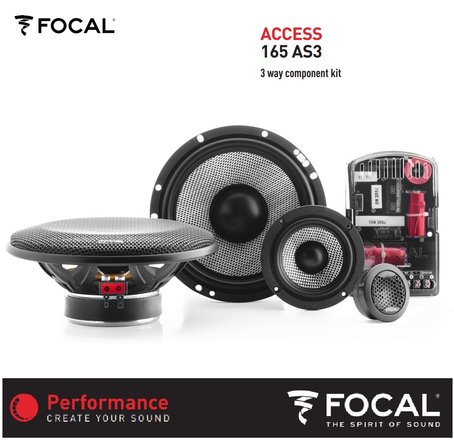 Focal 165AS3 16,5 cm (6.5") 3-Wege Kompo Lautsprecher Set 160  Watt