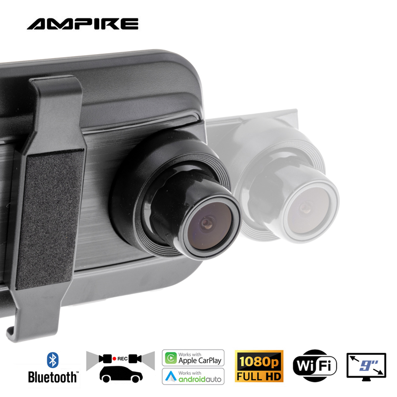 AMPIRE CPS090 Smartphone Spiegelmonitor 22.9cm (9") mit AHD Dual-Dashcam & RFK-Funktion