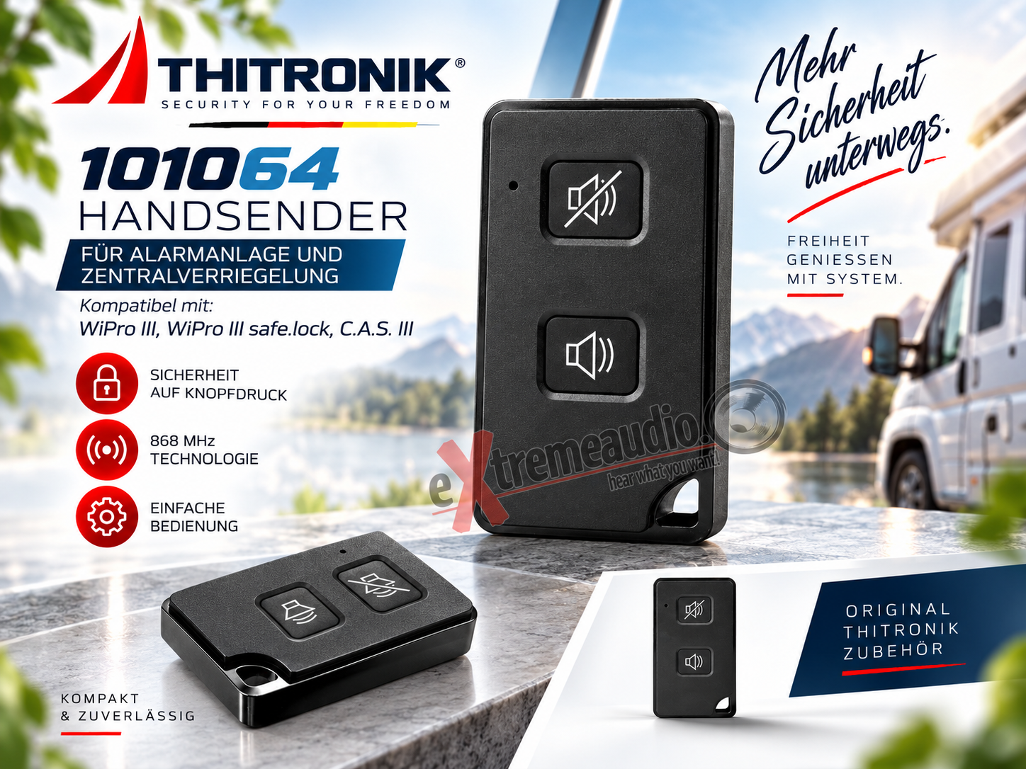 Thitronik 101064 Handsender Fernbedienung für Alarmanlage und Zentralverriegelung für WiPro III, WiPro III safe.lock, C.A.S. III