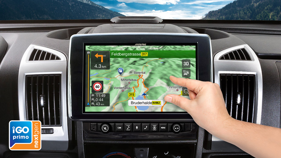 Alpine X903D-DU 9-Zoll-Navigationssystem mit Tochscreen für Fiat Ducato III, Citroën Jumper II und Peugeot Boxer II mit TomTom Karten und Apple CarPlay / Android Auto