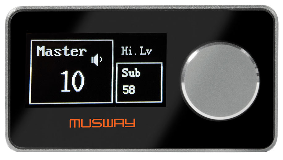 MUSWAY DRC1 Remote Controller DIGITALE FERNBEDIENUNG MIT OLED-DISPLAY ZUM STEUERN MEHRERER FUNKTIONEN für MUSWAY M4+, M6v2/3, D8v2/3, DSP68/Pro oder Tune12