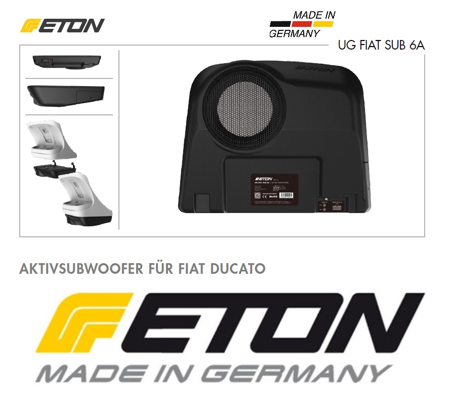 ETON UG FIAT SUB 6A Aktivsubwoofer kompatibel mit Fiat Ducato III (Serie 7 + 8), Peugeot Boxer II, Citroen Jumper II, Dodge Ram ProMaster und Iveco Daily (VI + VII)