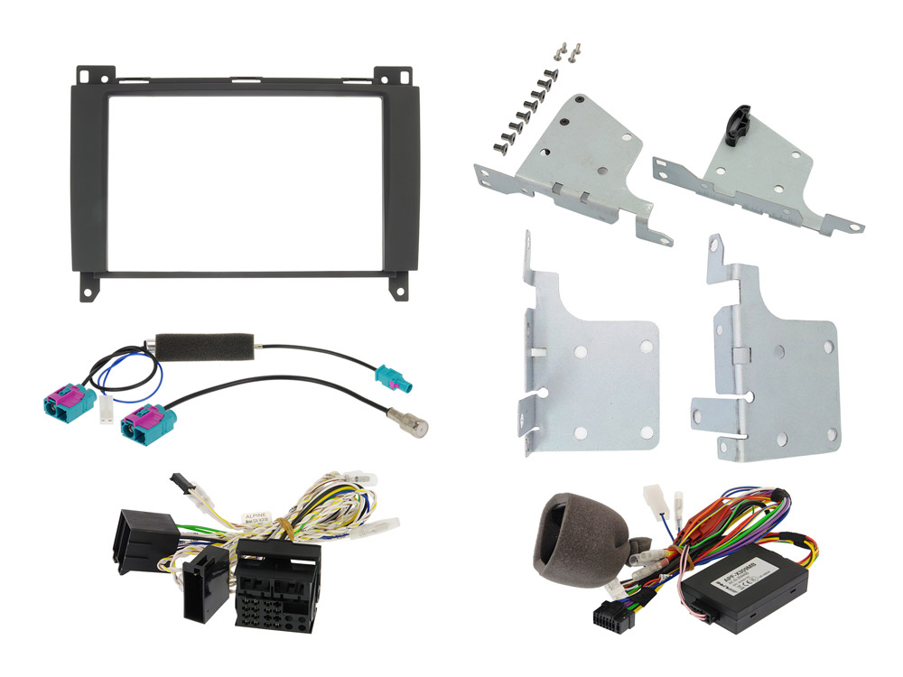 Alpine KIT-802MB Einbauset Radioblende mit CAN-Bus Interface und Unterstütung der Lenkradfernbedienung & Kombiinstrument-Anzeige für Mercedes Sprinter (906), Vito/Viano (639), A-Klasse (W169), B-Klasse (T245)