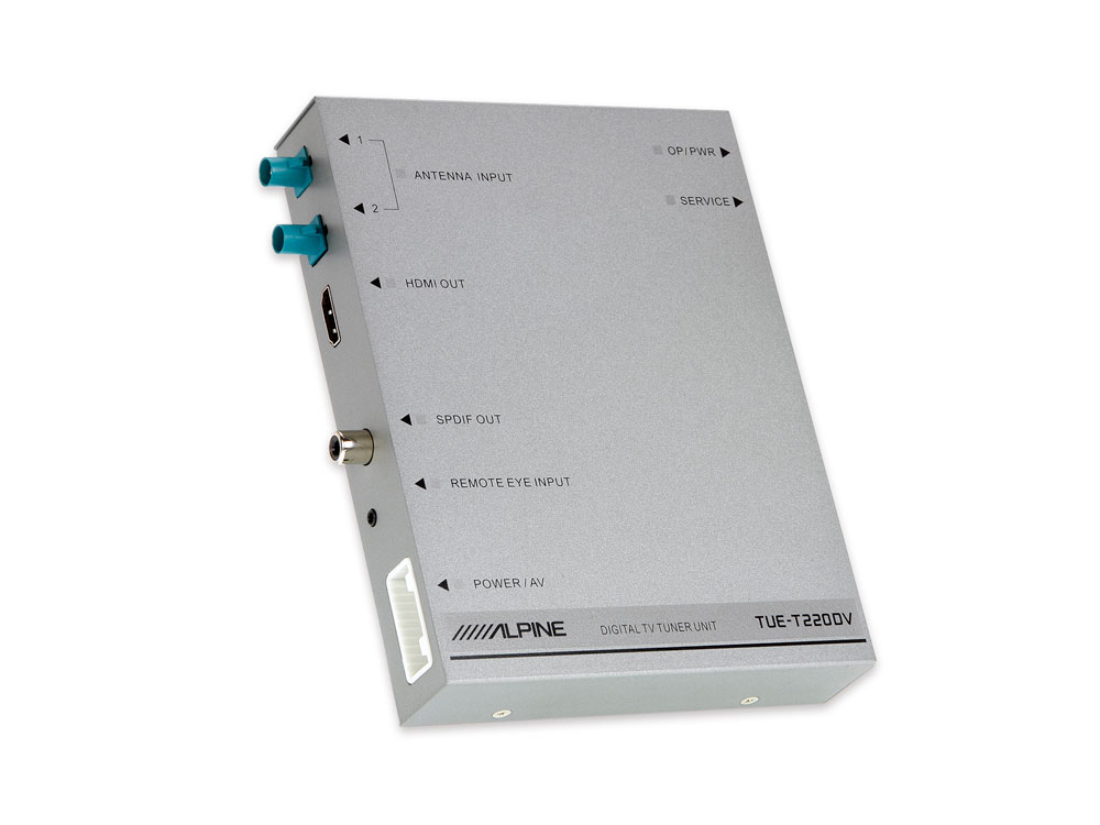 Alpine TUE-T220DV Mobiler Digitaler TV-Empfänger (DVB-T2), inkl. 2 Antennen, Fernbedienung und HDMI-Ausgang