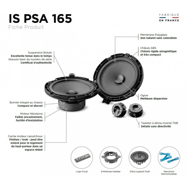 Focal ISPSA165 2-Wege Komponenten Lautsprecher für Citroen, Peugeot, Opel, TOYOTA, DS Focal IS PSA 165