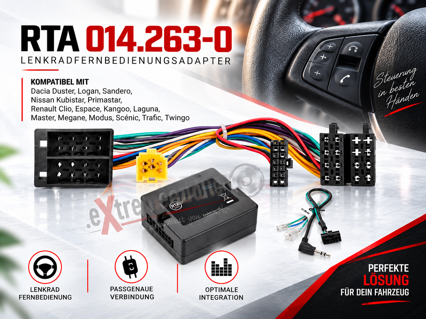 RTA 014.263-0 Wheel Adapter 2nd Generation Renault 4 , ISO mini ISOAnschluss MJ00-05 einheitlDisplay