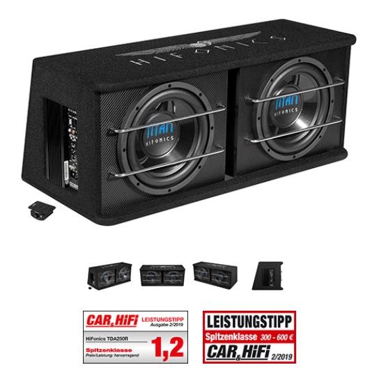 HIFONICS TDA-250 R Dual Aktiv Bassreflex Gehäuse-Sub 300 W/RMS, 600 W/MAX  Subwoofer aktiv