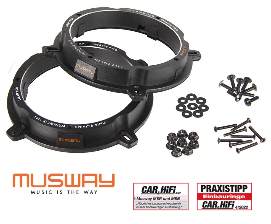 MUSWAY MSR-HYKI1 Aluminium Lautsprecher Adapter Einbauringe Kompatibel mit Hyundai, Kia
