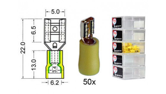 RTA 152.207-2 Blade receptacle isolated and GOLD, YELLOW 4.8mm in 50-pack