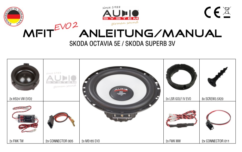 AUDIO SYSTEM MFIT SKODA SUPERB 3V EVO2 90W PERFECT FIT COMPO SYSTEM Lautsprecher für SKODA SUPERB 3V 2015-> 