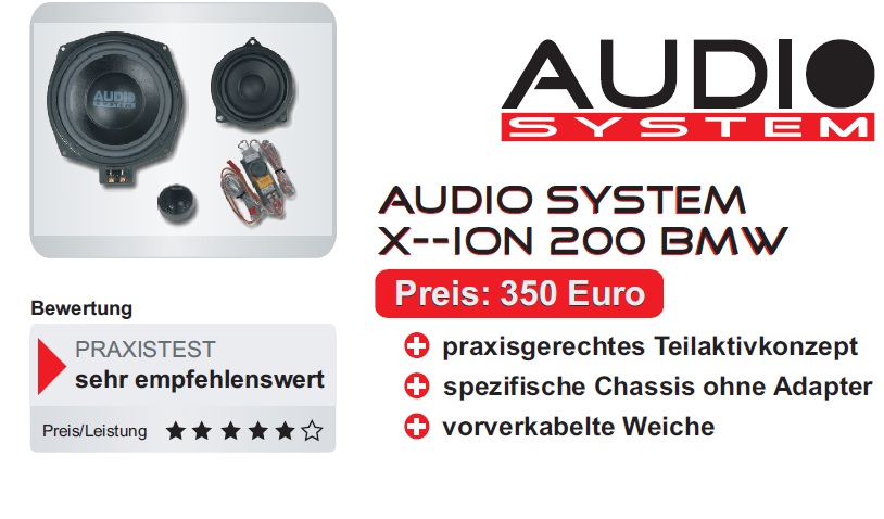 Audio System X 200 BMW X-Series 3-Wege Teil-Aktiv Front System für BMW E60,61,81,82,87,88,90,91,92 X200BMW