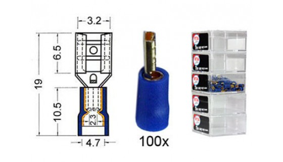 RTA 152.202-2 Blade receptacle isolated and GOLD, BLUE 2.8mm in 100-pack