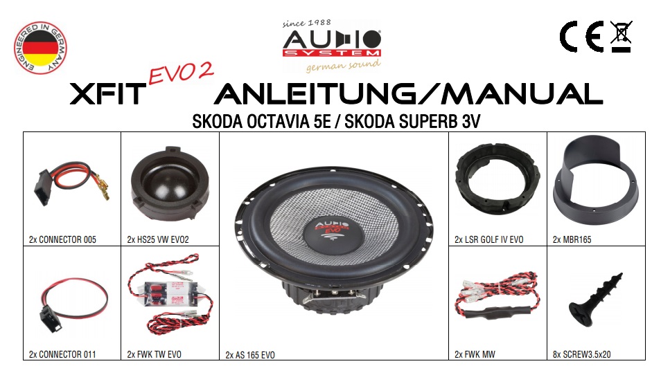 AUDIO SYSTEM XFIT SKODA SUPERB 3V EVO2 110W PERFECT FIT COMPO SYSTEM Lautsprecher für SKODA SUPERB 3V 2015-> 