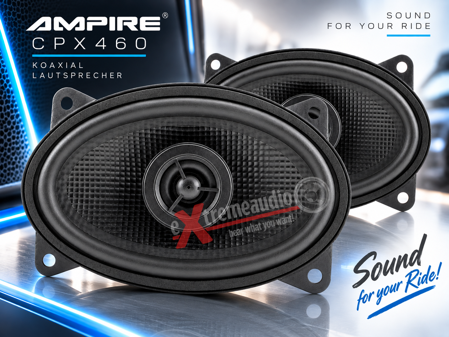 AMPIRE CPX460 Koaxial oval Lautsprecher 4x6" mit 16mm Seidenkalotte, ohne Gitter (1 Paar)
