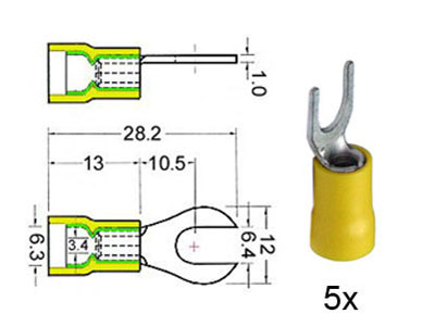 RTA 151.414-0 Serraggio Spadeterminal giallo isolato 6 millimetri