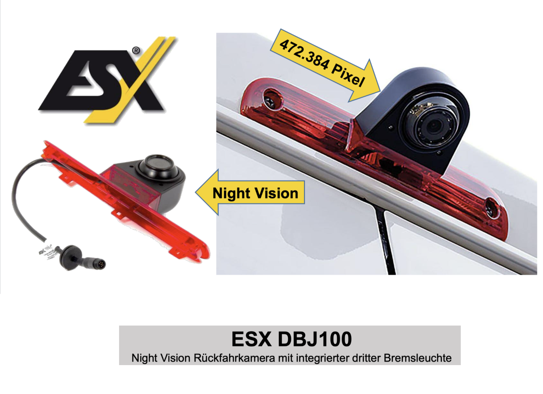 ESX VNA-RCAM-DBJ100 Rückfahrkamera Fiat Ducato, Peugeot Boxer und Citroen Jumper 