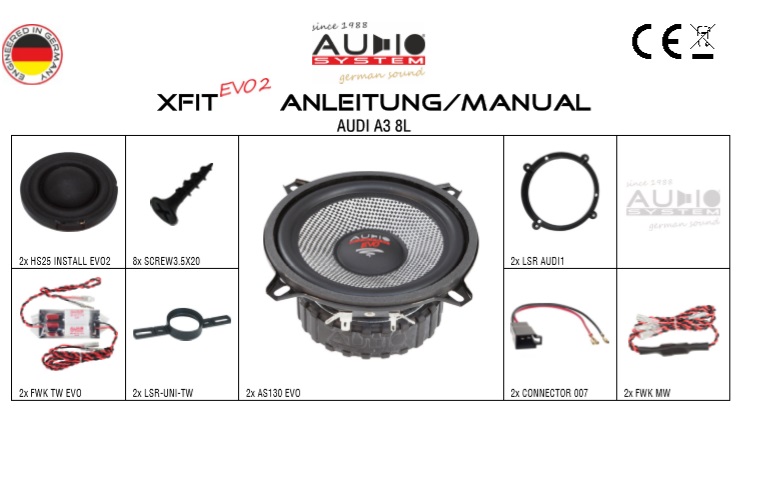 AUDIO SYSTEM XFIT AUDI A3 8L EVO2 Lautsprecher System für AUDI A3 8L 1996->