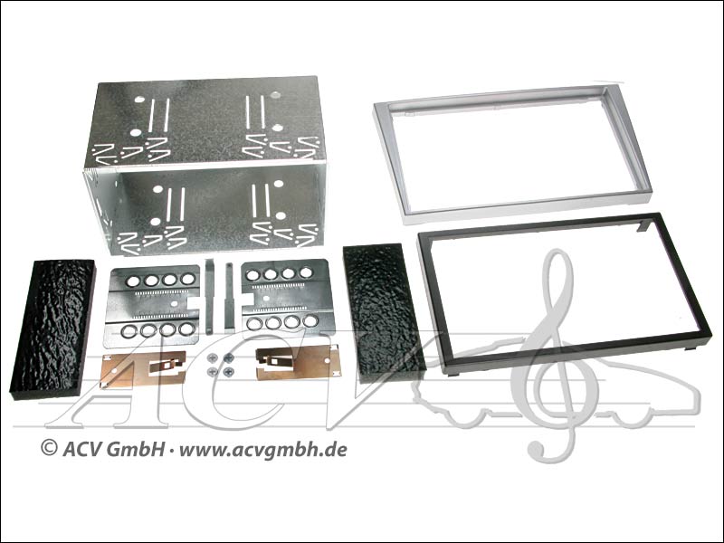 Doppel-DIN Einbaukit Rubber Touch Opel 2000-> Farbe: silber