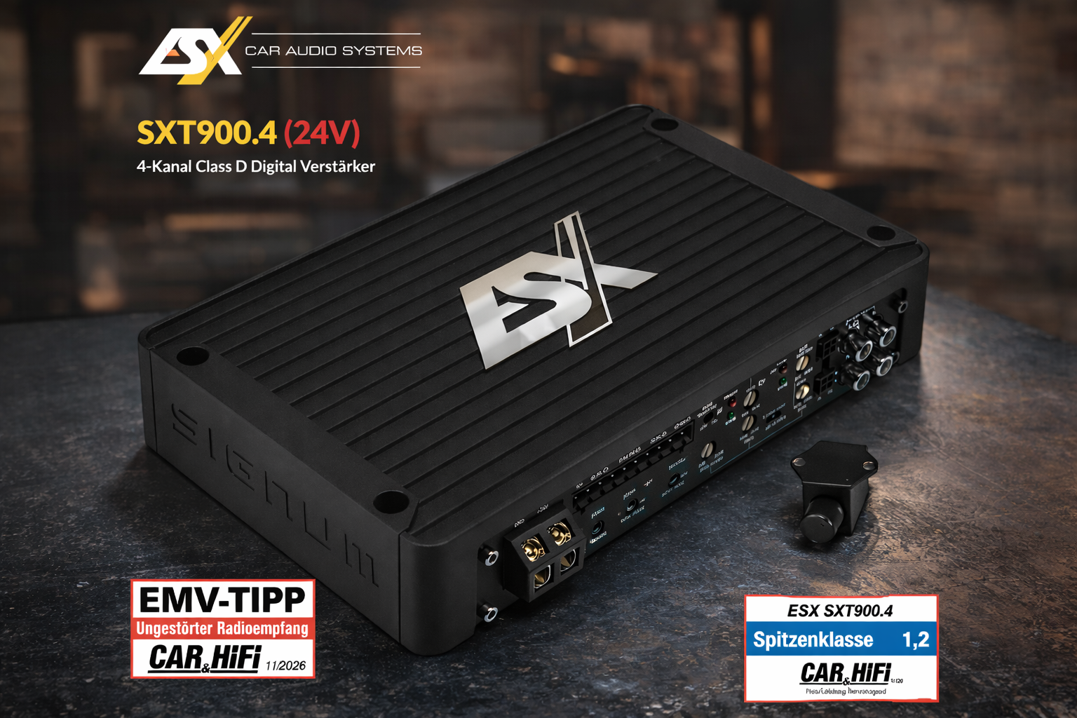 ESX SXT900.4 (24V) 4-Kanal Class D Digital Verstärker 24 Volt für LKW, Trucks