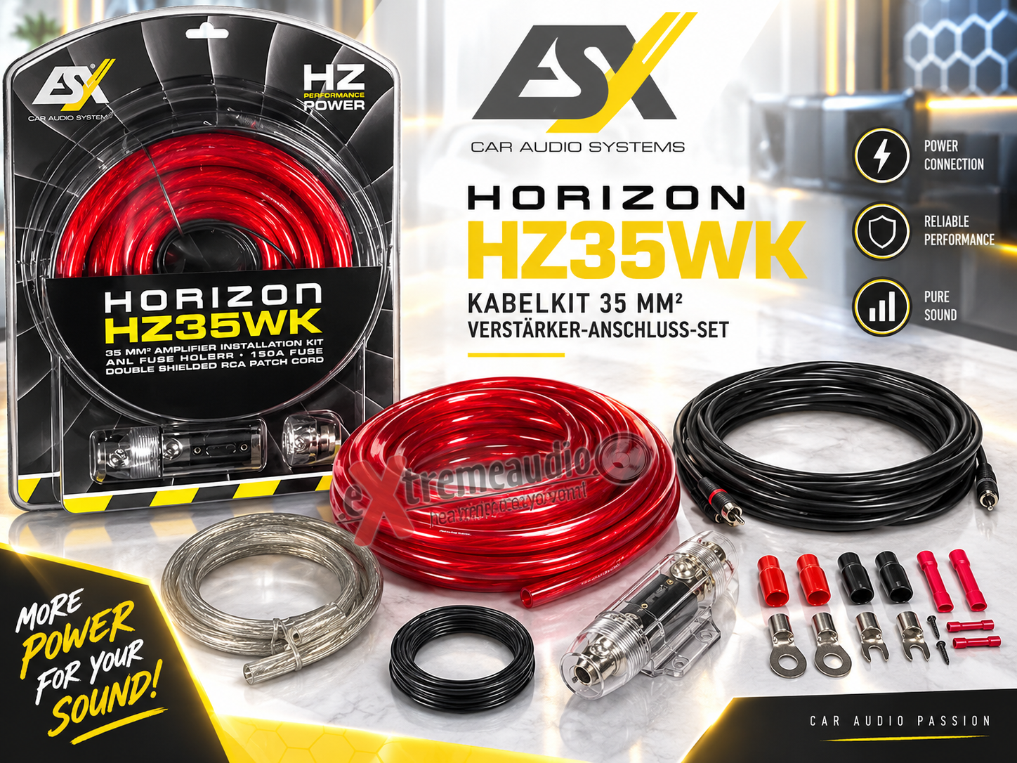 ESX HZ35W Kabelkit 35 mm² Verstärker-Anschluss-Set