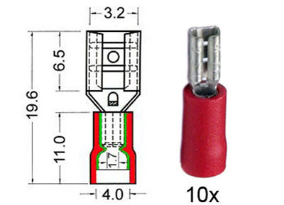 RTA 151.201-0 Red femmina 2,8 millimetri isolati disconnette