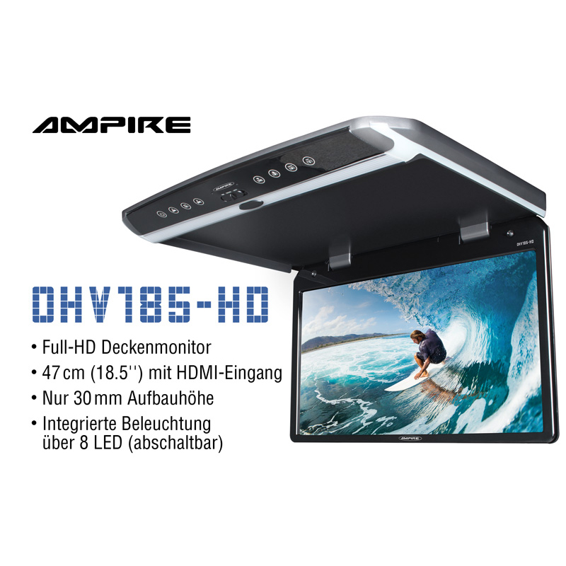 AMPIRE OHV185-HD Full-HD TFT Deckenmonitor 47cm (18.5") mit HDMI-Eingang 
