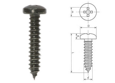 RTA 420.008-2 4.2 x 50mm self-tapping screw DIN 7981 black cross