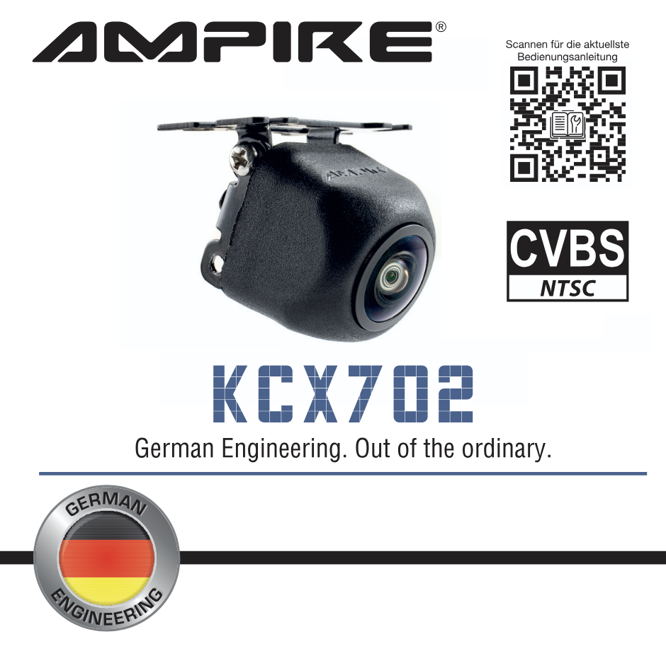 AMPIRE KCX702 Mini Rückfahrkamera Unterbaukamera CVBS Kamera 155° für Auto, Bus, Wohnmobil, LKW oder Anhänger