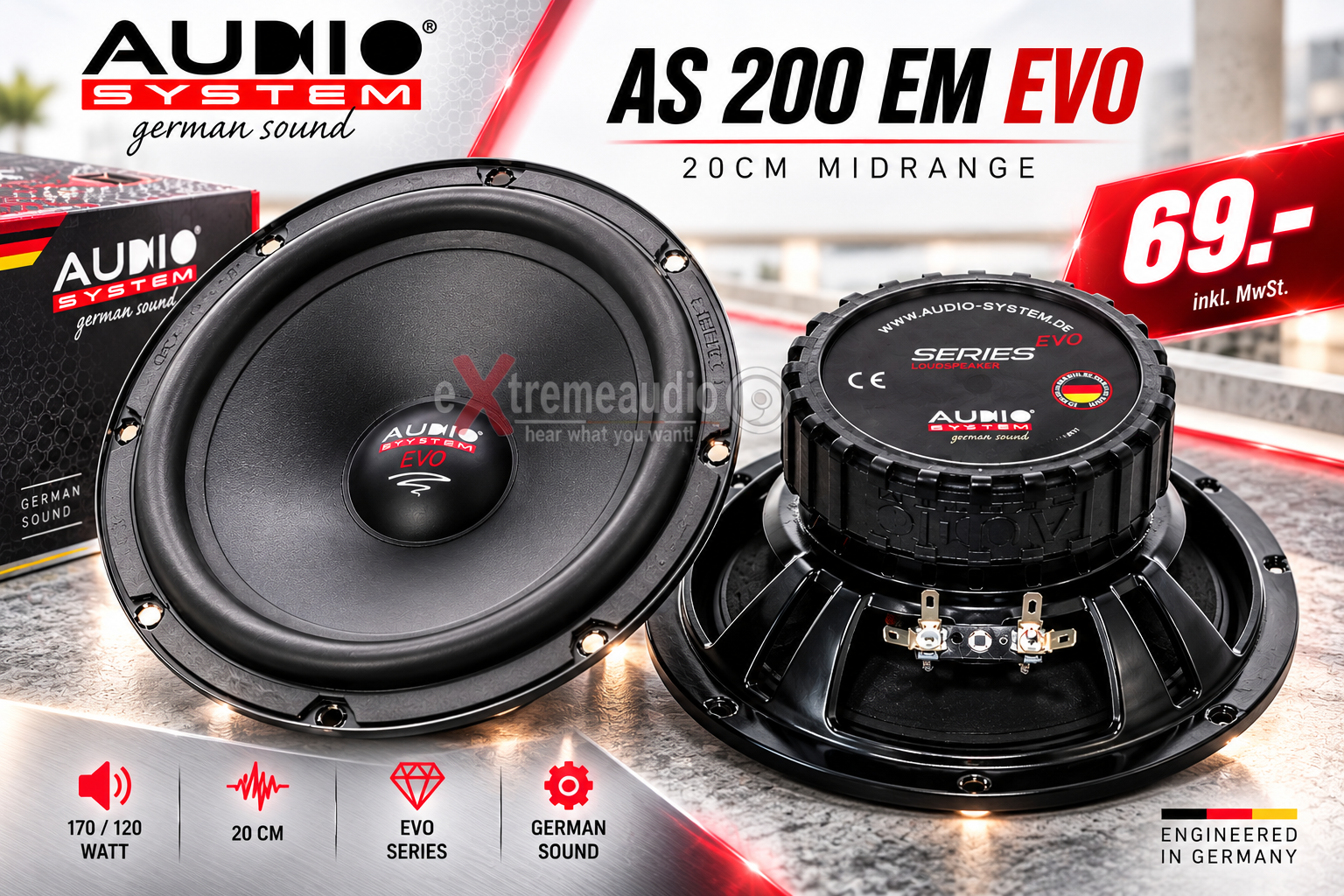 Audio System AS 200 EM EVO Tief / Mitteltöner / Midrange Lautsprecher Stückpreis
