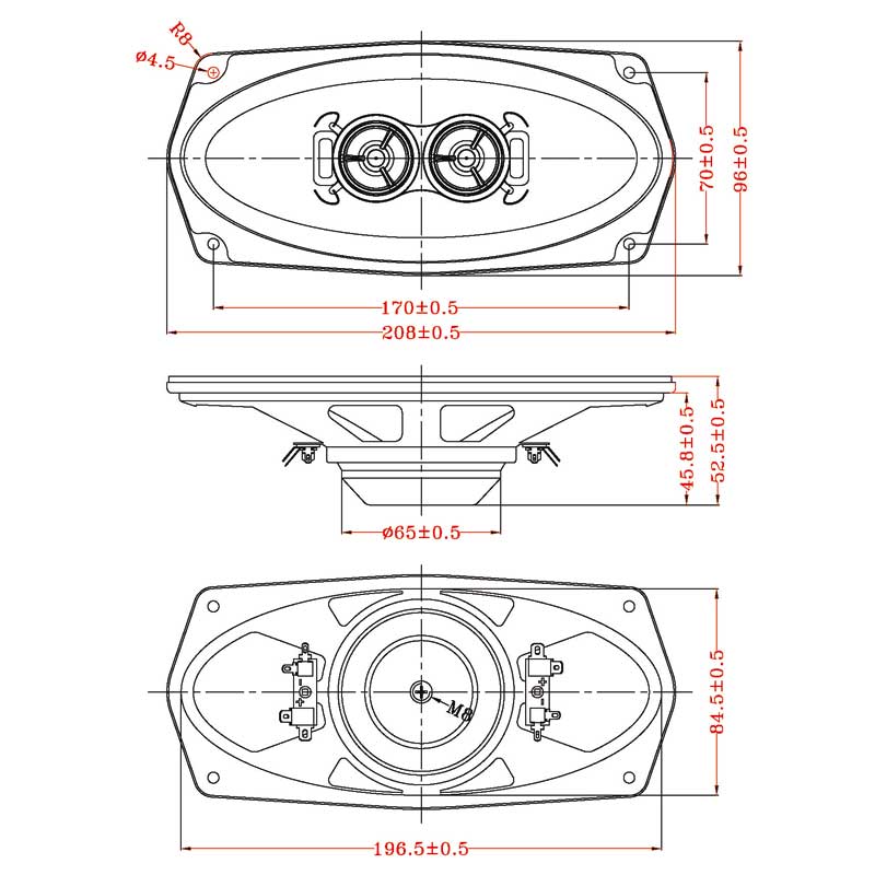 RETROSOUND R-48N DVC Koax Lautsprecher 4 x8 Zoll, 96x208mm (Stück), Neodym - Stückpreis passend für Oldtimer, Mercedes Benz W108, W109, W110, W114, W115