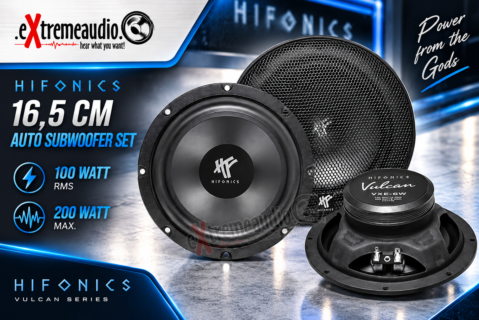 HIFONICS VX6.2W 16,5 cm (6.5") Kickbass Lautsprecher Tief Mitteltöner Woofer Midrange 200 Watt, 1 Paar