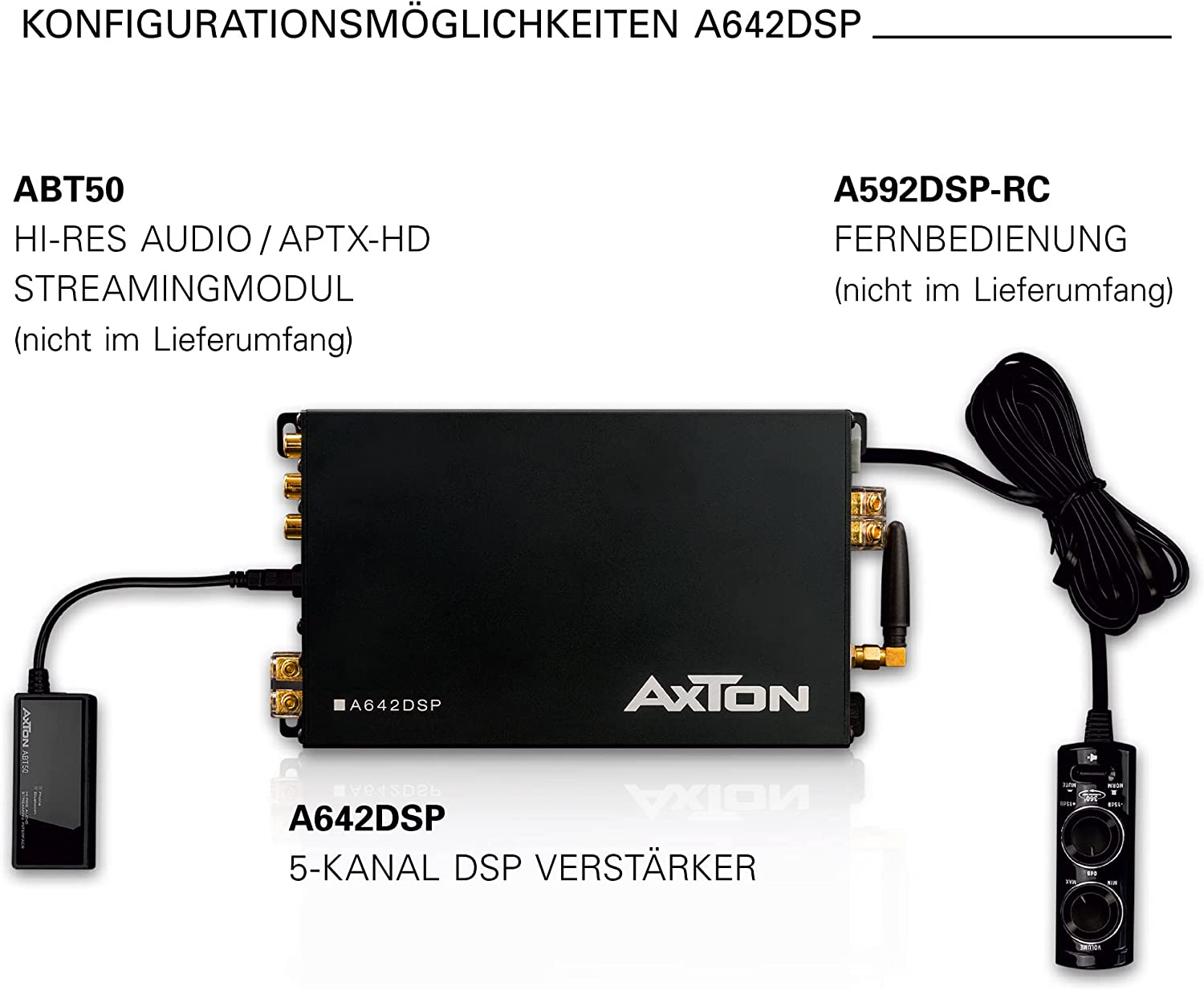 AXTON A642DSP 5-Kanal Plug & Play DSP App Verstärker iOS, Android App