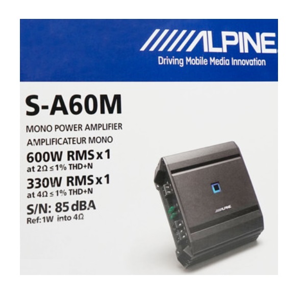 Alpine S-A60M Digitaler Mono-Verstärker 1 x 600 Watt Amplifier 1 Kanal AMP