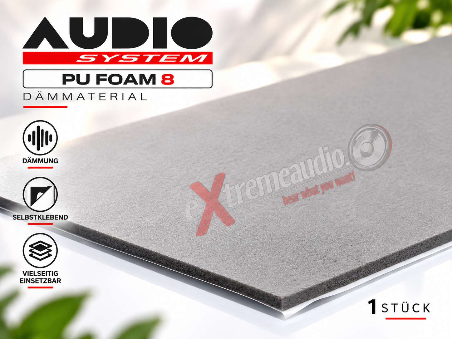 AUDIO SYSTEM PU FOAM 8 PU-Schaumstoff - Dämmmaterial selbstklebend 1 Stück - 80 x 50 cm