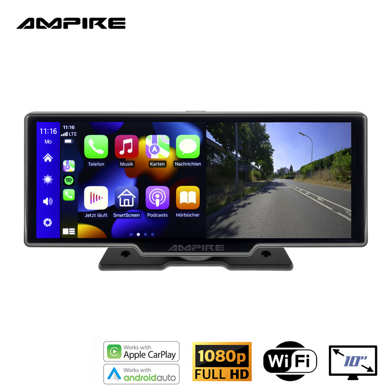 AMPIRE CPM100 Smartphone-Monitor 25.4cm (10'') mit AHD Dual-Dashcam und RFK-Funktion