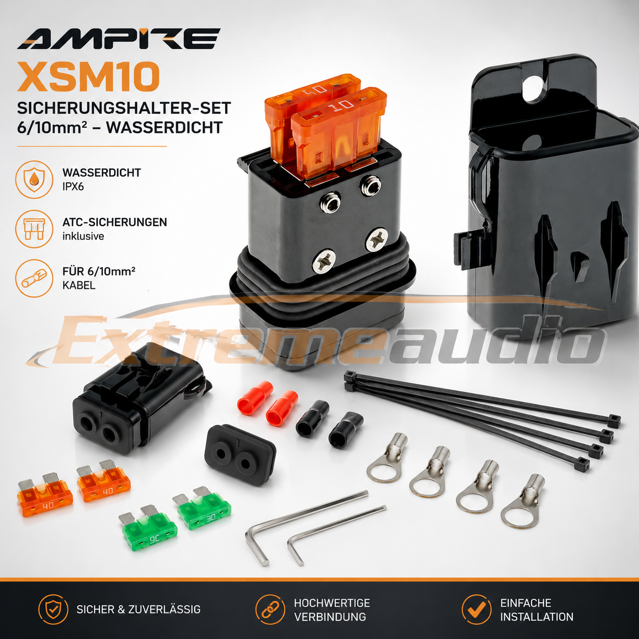 AMPIRE XSM10 Sicherungshalter-Set 6/10mm² mit ATC-Sicherungen, wasserdicht  