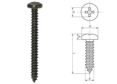 RTA 420.007-2 4,2 x 38mm vis auto-taraudeuse DIN 7981 croix noire