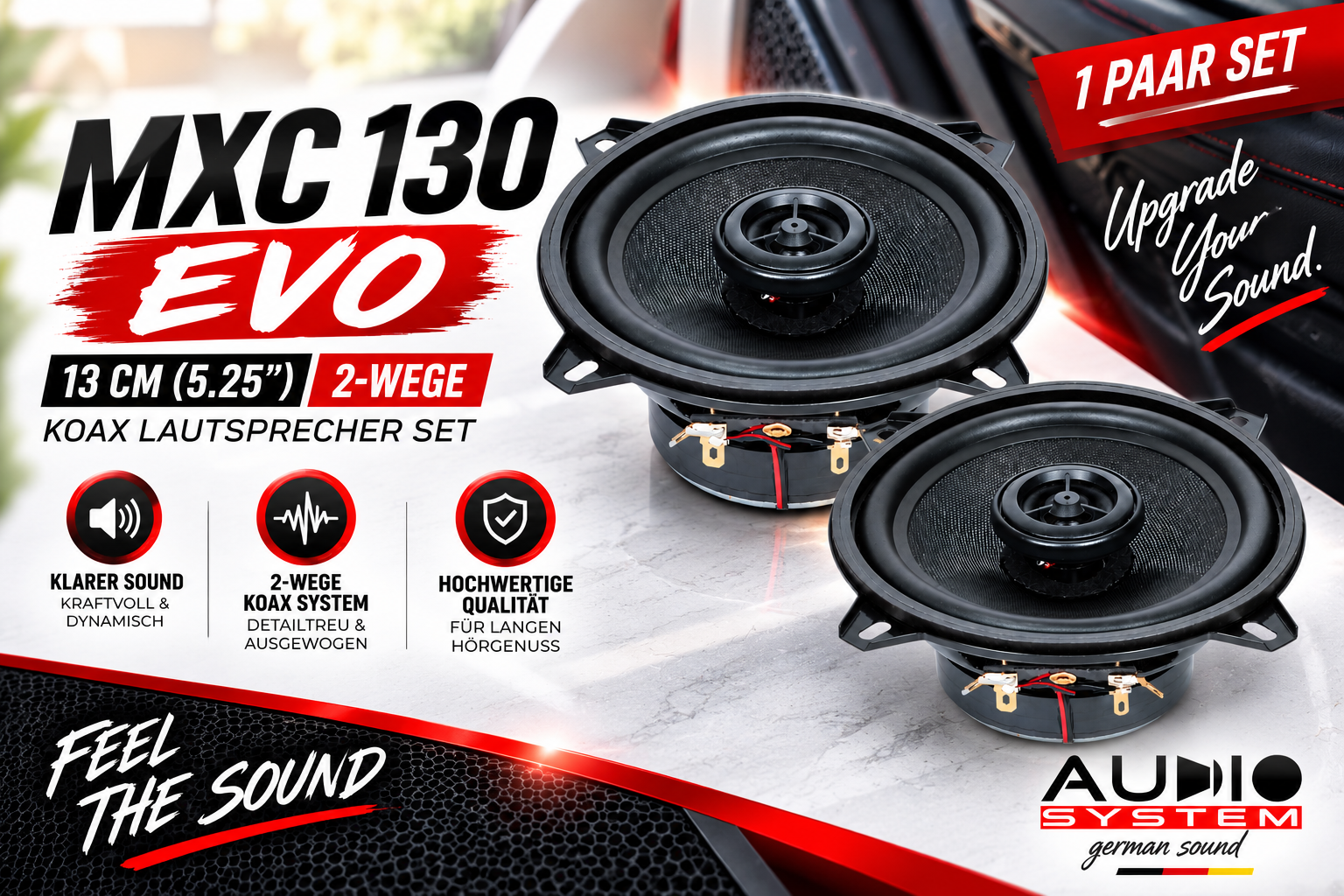 AUDIO SYSTEM MXC 130 EVO 13 cm (5.25") 2-Wege Koax Lautsprecher Set - 1 Paar