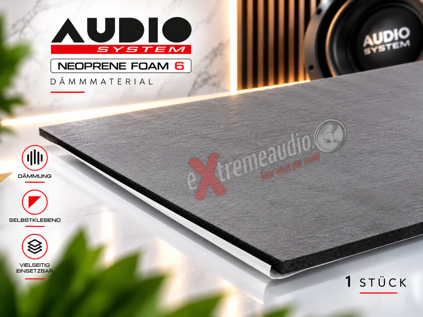 AUDIO SYSTEM NEOPRENE FOAM 6 NEOPREN Schaum - Dämmmaterial selbstklebend 1 Stück