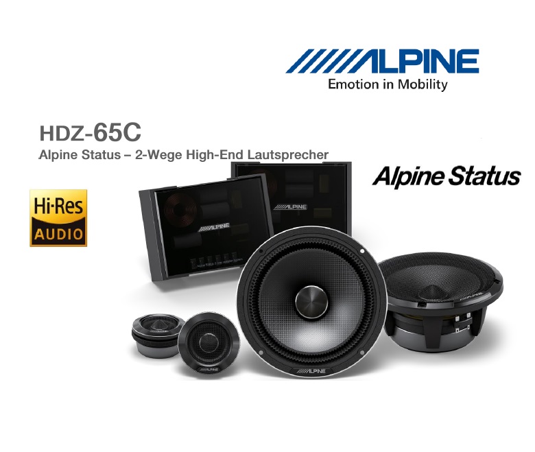 Alpine HDZ-65C 16,5 cm (6,5-Zoll) 2-Wege Komponenten Lautsprecher System 100 Watt RMS Alpine Status