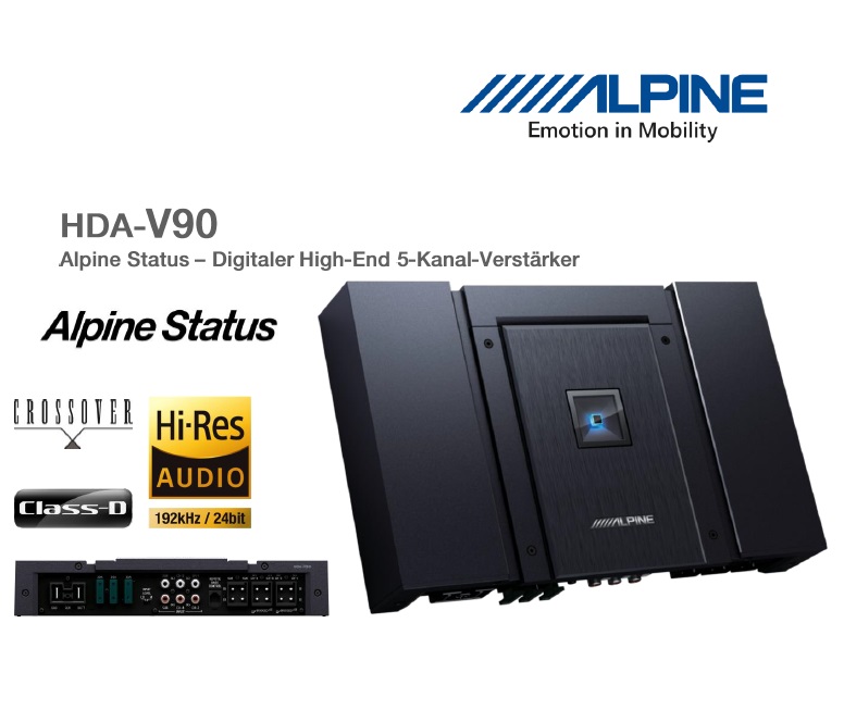 Alpine HDA-V90 5-Kanal Digital Verstärker Alpine Status 900 Watt RMS